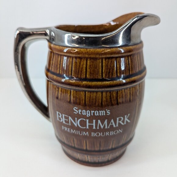 Seagram's Benchmark Premium Bourbon Wood Barrel Advertising Pub Jug Water Jug - Picture 3 of 6